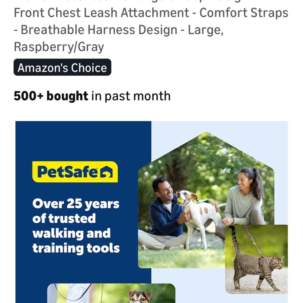 PetSafe Fuchsia and Gray Dog Harness easy walker pull free walk